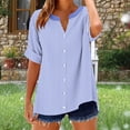 thumbnail image 2 of hotojiny Button down Shirts for Women Short Sleeve Summer Tops V Neck Henley Shirt Work Blouses Business Casual Outfits S-2XL, 2 of 5