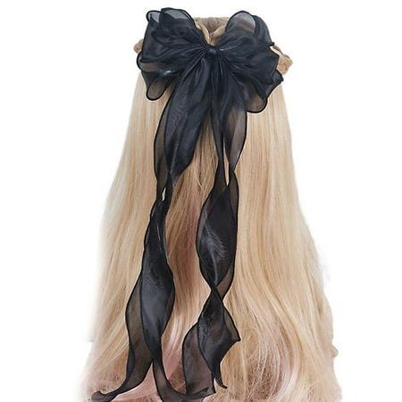Vintage 3-layer Big Bowknot Hair Clip Solid Color Glitter Long Ribbon  Hairpins Ponytail Styling Braids Barrettes Decorative Hair Accessories For  Women-Black- | Walmart Canada