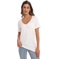 thumbnail image 3 of Womens Deep V Neck T Shirts Casual Short Sleeve Loose Fit Basic Fashion Tee, 3 of 6