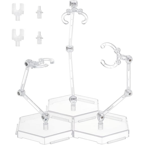 1 Set 3 Pcs Action Figure Stand Clear Assembly Action Figure Display Holder Splicable Hexagon Base Model Support Stand Miniature Model Bases Compatible with HG RG SHF 1/144 Figures