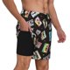 thumbnail image 2 of Balery Colorful Retro Tape Bañador para hombre, shorts de playa de secado rápido con entrepierna y forro de compresión-Medium, 2 of 6