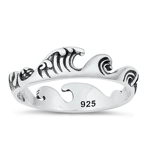 All in Stock Sterling Silver Ocean Waves Ring Size 7