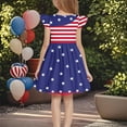 thumbnail image 4 of MKOSPLRT 3-12 Years Girls 4th of July Dresses Crewneck Fly Sleeve Swing A Line Dresses American Flag Midi Dresses Kids Clothes, 4 of 6
