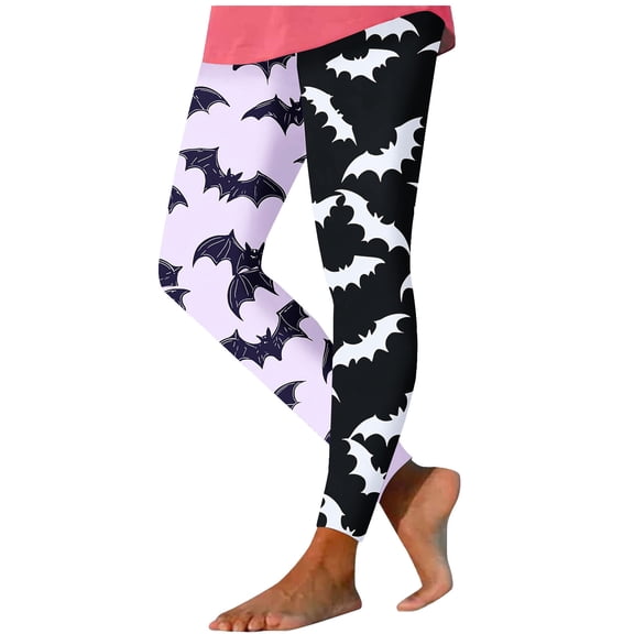 ZGRBOU Trendy Printed Leggings for Women High Waist Tummy Control Yoga Pants Gothic Stretch Sports Running Pants