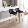 thumbnail image 6 of Dtwnek 2PCS Velvet Fabric Counter Bar Stools Footrest with Golden Leg, Black, 30", 6 of 10