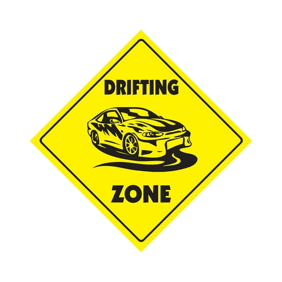 Drifting Crossing Sign Zone Xing | Indoor/Outdoor | 14" Tall tires tuner japanese burn out