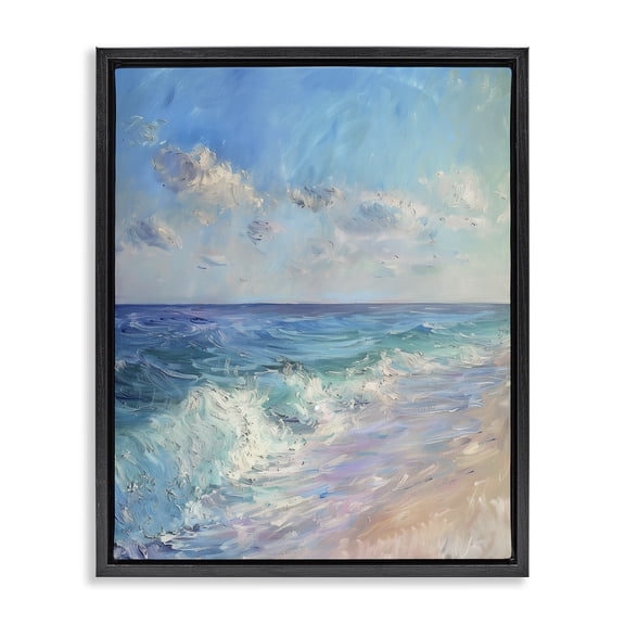 Stupell Industries Rustic Lodge Soft Ocean Beach Black Floating Frame Canvas Art, 17 x 21, by LSR Design Studio