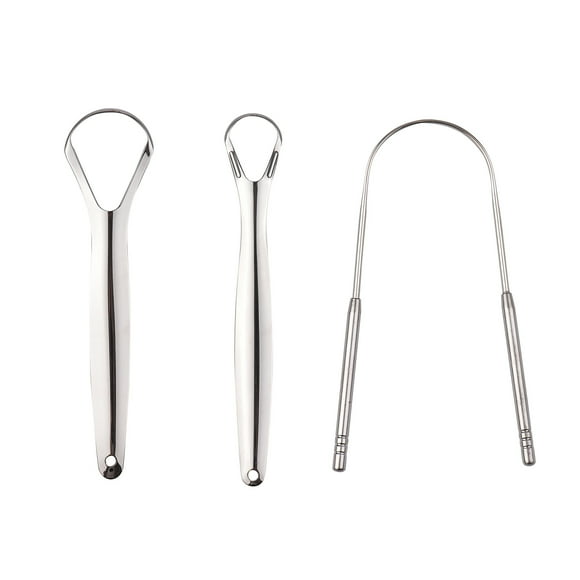 Amdohai Grattoir de Langue en Acier Inoxydable Nettoyeurs de Langue Lot de 3 Élimine la Mauvaise Haleine Grattoir Trousse de Soins Buccaux