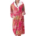 thumbnail image 1 of Women's Fleece Plush Robe Long Warm Plush Bathrobe Loungewear Jacket Printed Comfort Robe, 1 of 5