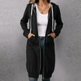 thumbnail image 2 of Women Rain Jacket,Women's Loose Fit Hooded Long Cardigan With Leopard Print And Color Block, 2 of 6