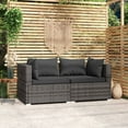 thumbnail image 1 of vidaXL 2-Seater Sofa with Cushions Grey Poly Rattan, 1 of 5