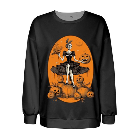 Towmus Womens' Oversized Halloween Sweatshirt Casual Loose Knit Long Sleeve Tops Shirt Casual Pullover Top