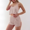 thumbnail image 6 of XuJwPNcy Satin Pajama Sets for Women Lightweight Nightwear Strap Sleeveless Crop Cami Top and Shorts 2 Piece Pj Set Sleepwear, 6 of 6