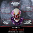 thumbnail image 5 of Haunted Hill Farm 20-In. Hanging Talking Clown Head, Touch-Activated with Voice Greetings, Halloween animatronic outdoor, HHDHCLOWN-3LSA, 5 of 12