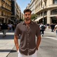 thumbnail image 6 of JoveMarine Mens Short Sleeve Button Down Shirts Breathable Fabric Casual Everyday Comfort Top,Coffee L, 6 of 8