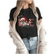 thumbnail image 4 of Camiseta con estampado navideño de manga corta con cuello redondo informal para mujer Pompotops  hfajkhk124643, 4 of 6