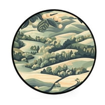 Serene Spring Landscape Memory Foam Bath Mat 36" Absorbent Rug with Non Slip Base and 4 Bonus Pads