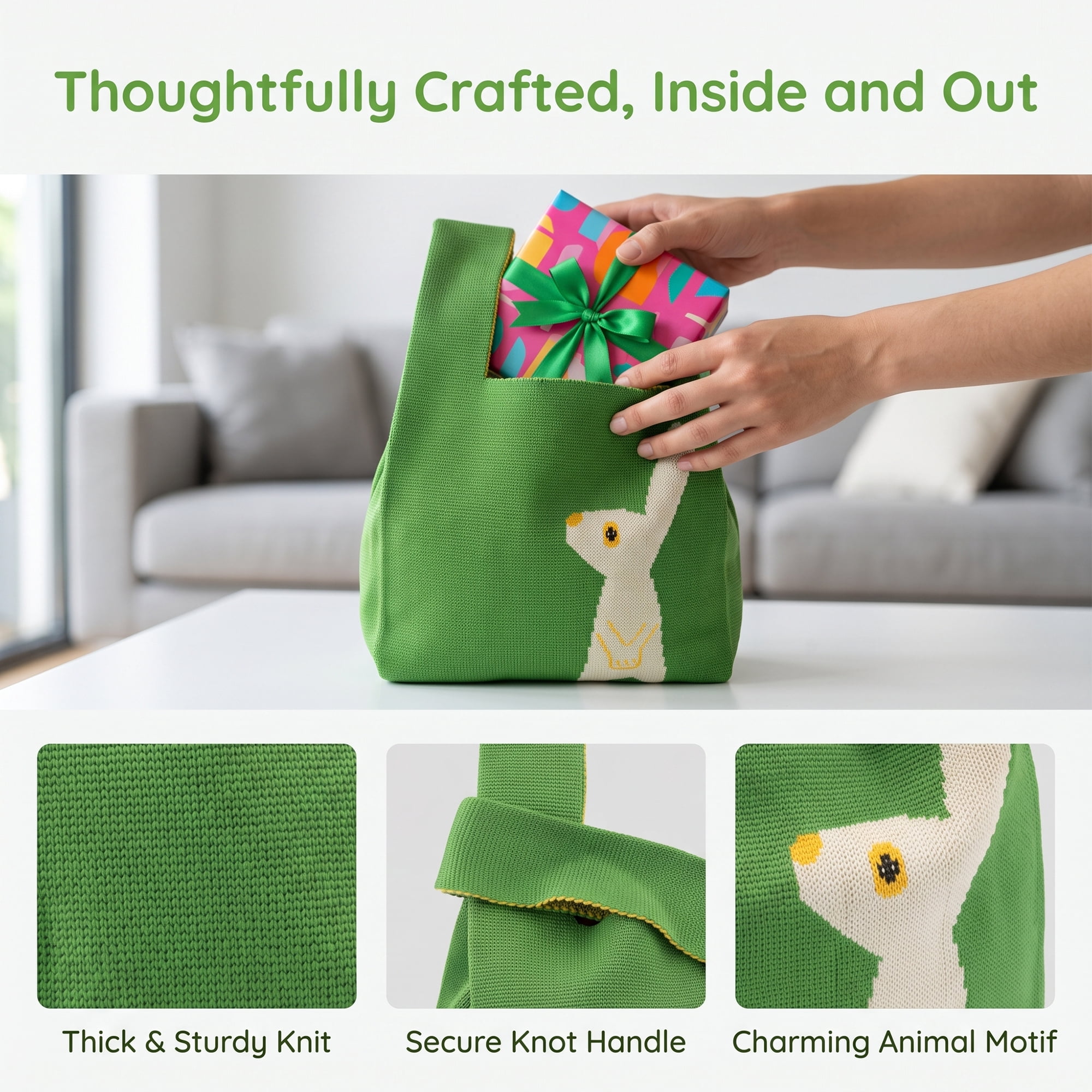 Unique Bargains Cute Cartoon Gift Bags with Handles for Parties 7.5" x 13.4" Rabbit