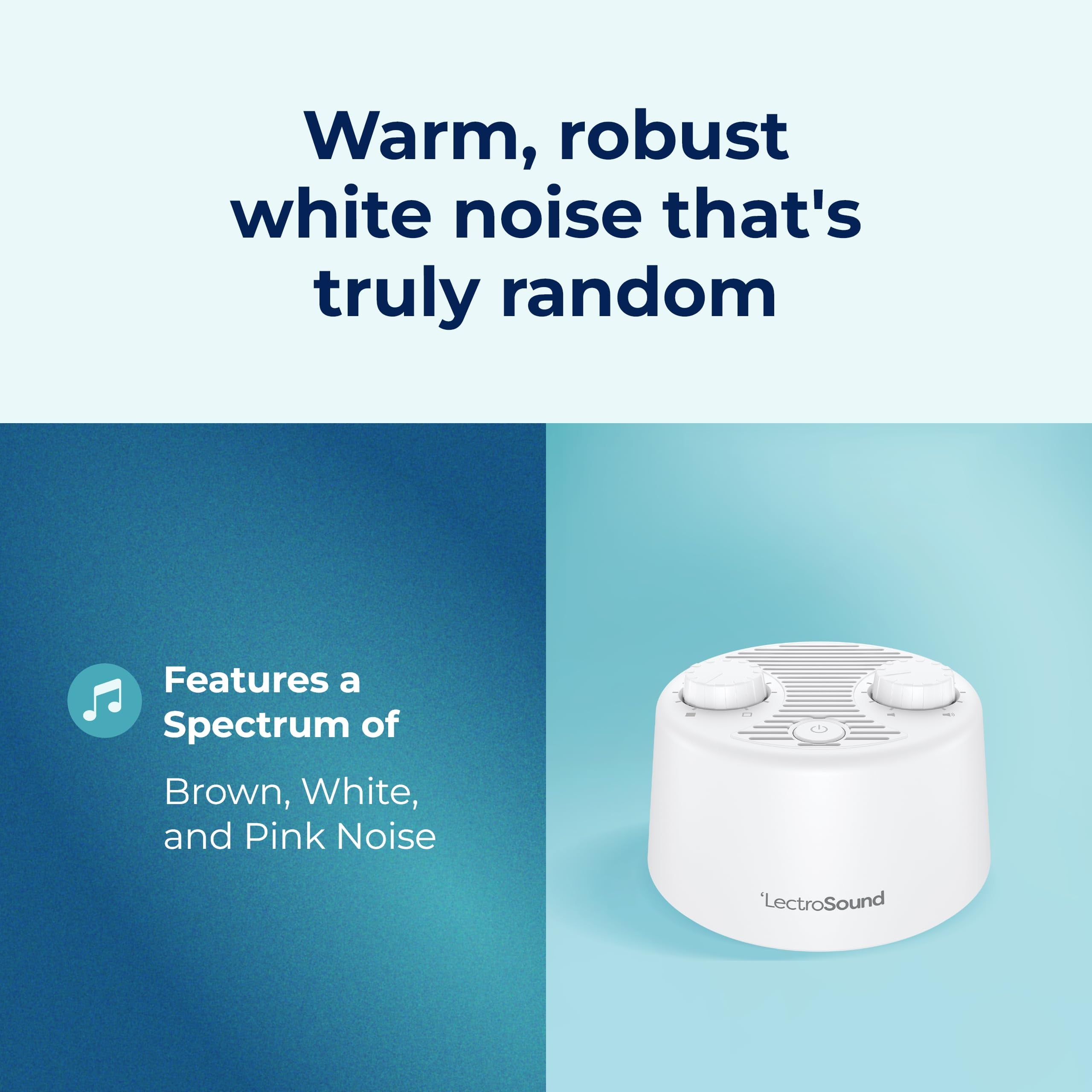 Adaptive Sound Technologies Lectro Sound 2 Non-Looping White Noise Baby Rest and Sleep Machine With USB Power Adapter