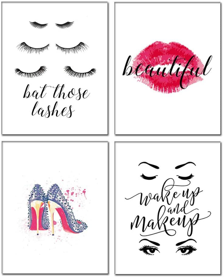 Put on some lipstick and hustle motivational typography quote art fashion print 