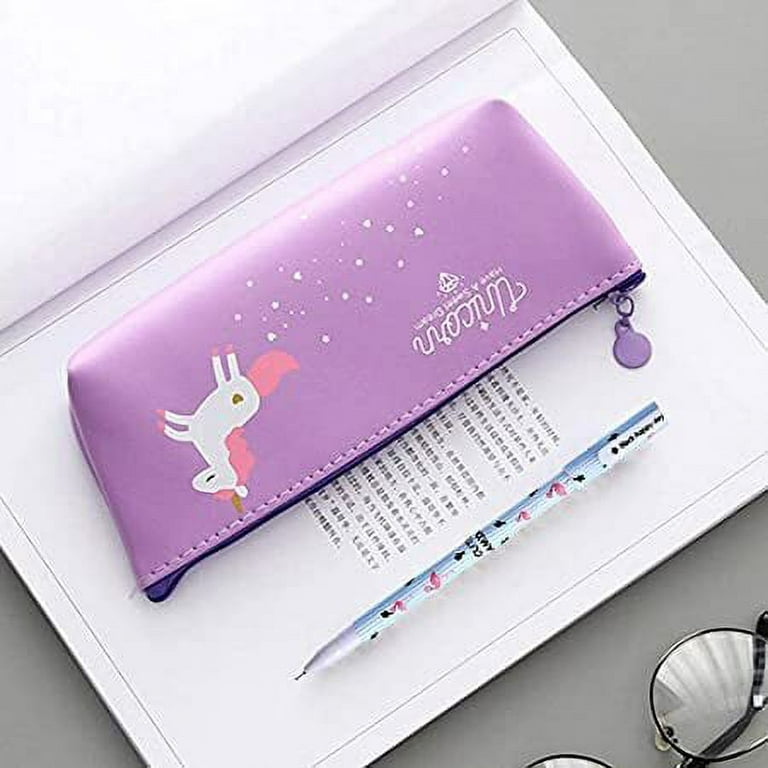 1pc Cute Cartoon Unicorn Purple Pencil Case, Multifunctional Magic Tape  Detachable Pen Curtain Dual-use Stationery Pouch For Student Organizing