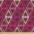 thumbnail image 2 of Romantic Fabric by the Yard, Valentine's Day Pattern with Sketchy Heart Rhombuses, Decorative Upholstery Fabric for Sofas and Home Accents, Hot Pink Burgundy by Ambesonne, 2 of 5