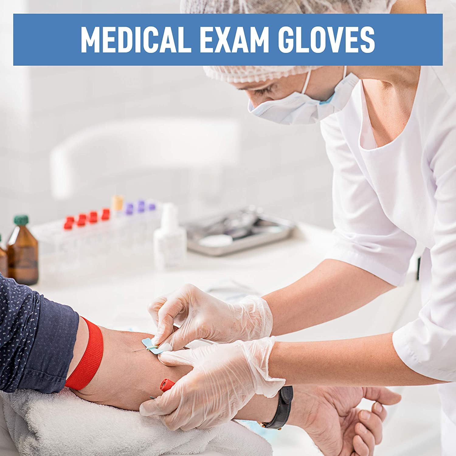 Dre Health Disposable Vinyl Gloves (L) 1000 Pack - Clear Latex and Powder Free Medical Exam Gloves 10 Boxes of 100