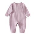 thumbnail image 3 of BLVB Newborn Baby Boy Girl Clothes Cotton Wrap Romper Long Sleeve Coming Home Outfit Infant Jumpsuit(Purple,0-1 Months), 3 of 6