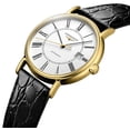 thumbnail image 2 of Longines Presence Automatic Yellow Gold PVD White Dial Black Leather Strap Date Mens Watch L4.921.2.11.2, 2 of 3
