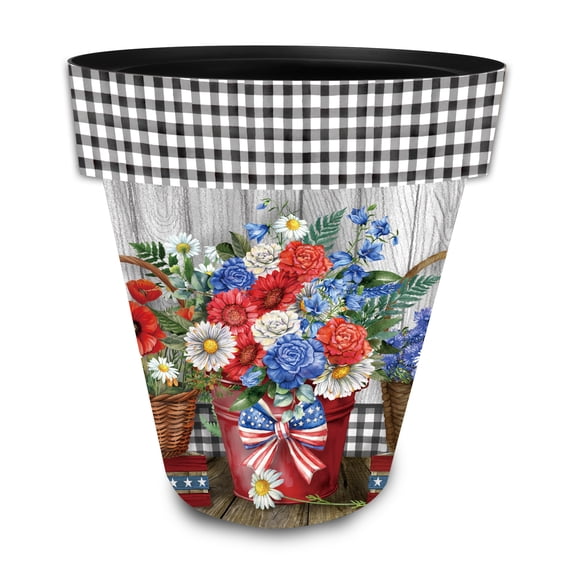 Briarwood Lane Spring Planter 14" x 15" x 15" Red White and Beautiful Large For Spring Planter