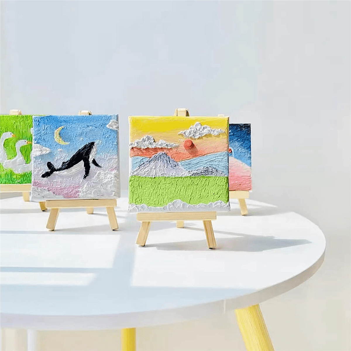 28Pcs Mini Canvas and Easel Brush Set, Canvas Inch, Pre-Stretched Canvas, Mini Painting Kit, Kids Painting