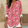 thumbnail image 2 of UPPADA Oversized Button Down Shirts for Women V Neck Long Sleeve Tops Trendy Floral Print Blouses Casual Fall Outfits Loose Fit Graphic Tshirts Fall Multicolor,L, 2 of 4