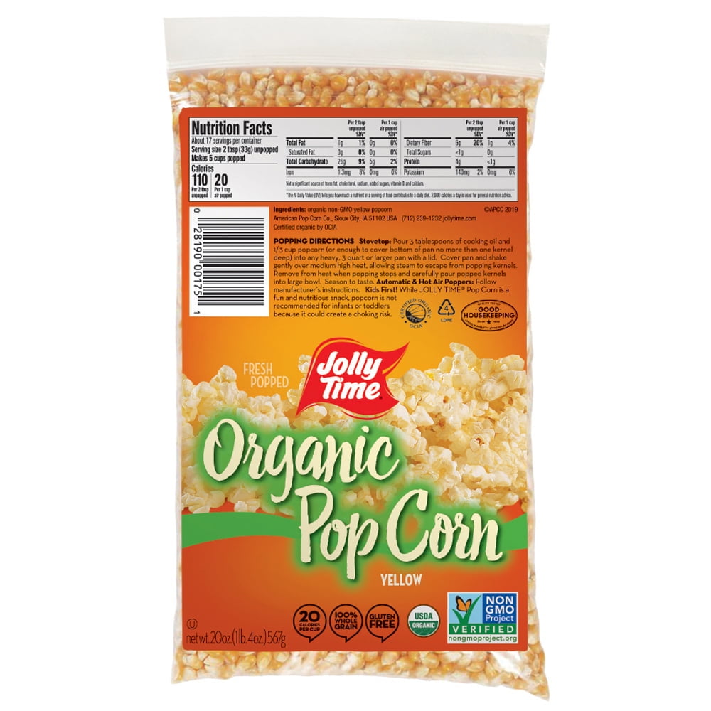 Jolly Time Organic Yellow Kernel Popping Corn (Pack of 2