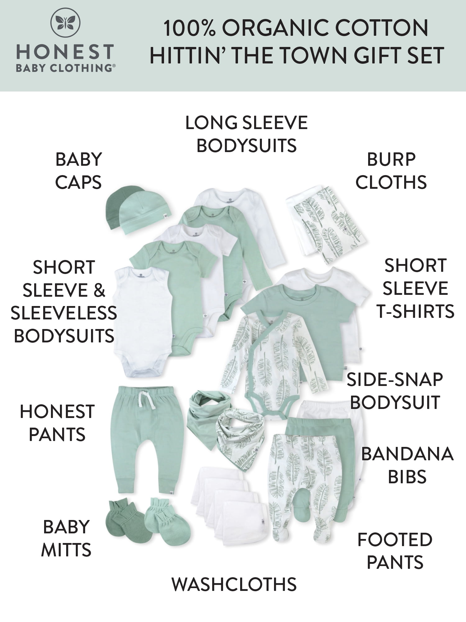 Honest Baby Clothing Baby Boy or Girl Gender Neutral Organic Cotton Over the Top Gift Set, 24 Piece (Newborn-6 Months)