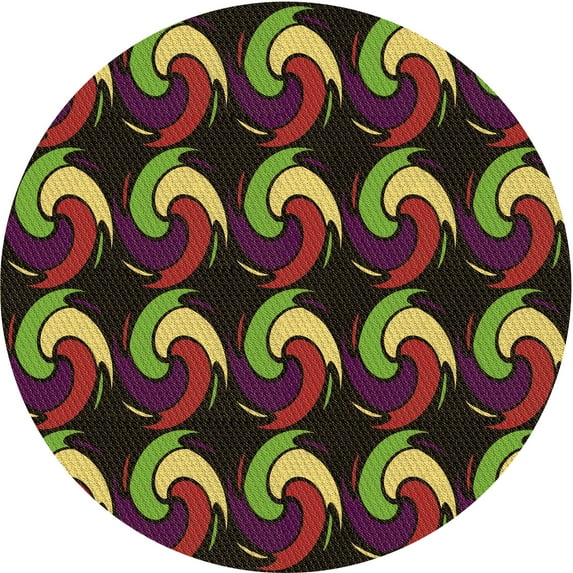 Ahgly Company Machine Washable Indoor Round Transitional Dark Yellow Green Area Rugs, 8' Round