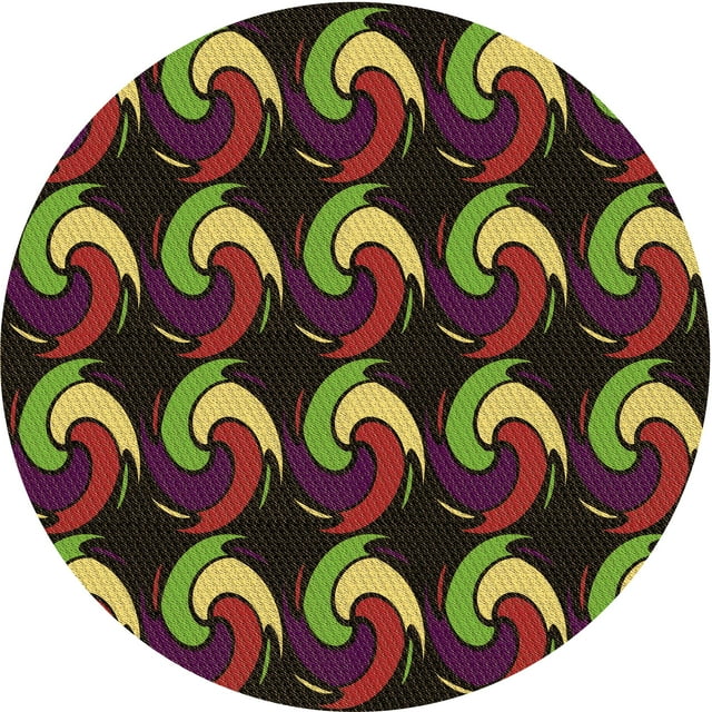 Ahgly Tapis Rond Lavable en Machine Intérieur Transitionnel Jaune Foncé Vert, 4 Pieds Rond