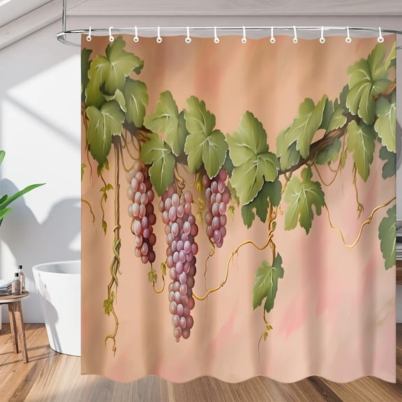 Vintage Grapes Shower Curtain, Waterproof Fabric Shower Curtain, Washable Polyester Bath Curtain for Bathroom Decor 36"W X 72"H
