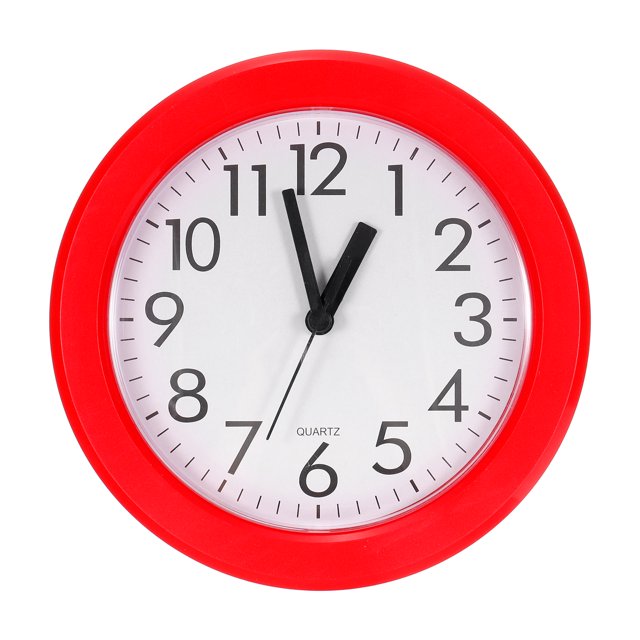 Reloj de pared Uxcell de 8 pulgadas, funcionamiento a batería de cuarzo, silencioso y sin tictac, reloj de pared redondo, rojo