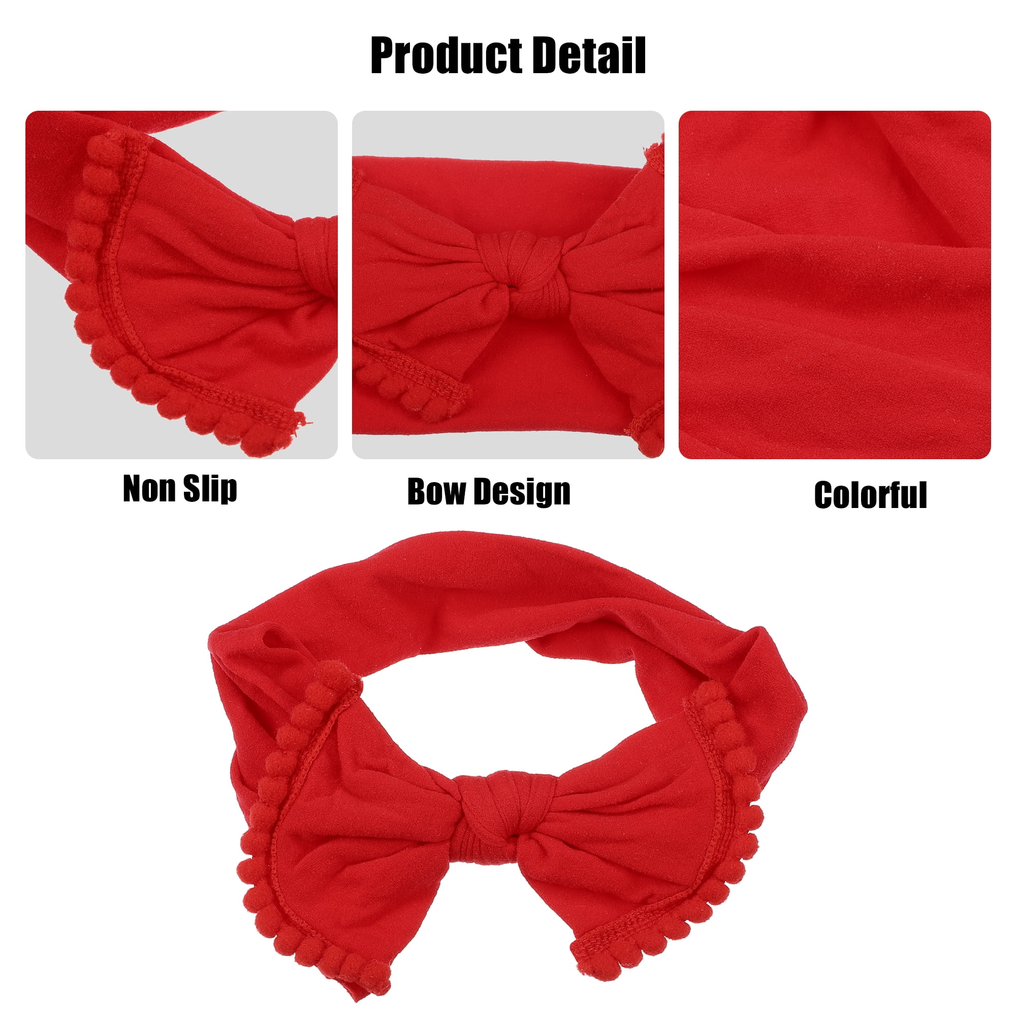 Unique Bargains Bow Fashion Cute Cotton Headband Hair Band 6.3 Inch Red
