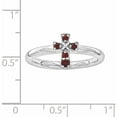 thumbnail image 2 of Garnet Sterling Silver Rhodium Cross Ring, 2 of 7