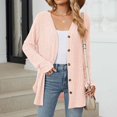 thumbnail image 6 of ATOYSOY Women's Open Front Knitted Cardigan Button Fall Winter Loose Sweater Jackets Long Sleeve Tops Outwear Lightweight Coat Casual Ribbed Sweatshirts Pockets Pink S, 6 of 8