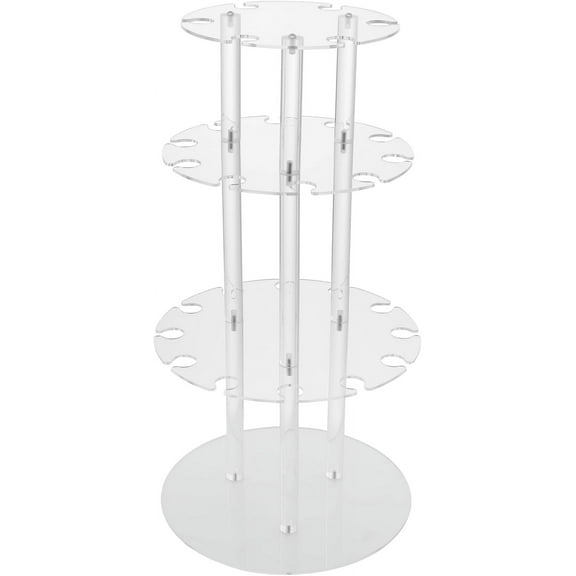Circle Acrylic Champagne Display Rack Stand,with 28 Slots,3 Tier Champagne Tower,Champagne Flute Holder,for Birthday Wedding Party