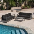 thumbnail image 2 of GDF Studio Dennis Outdoor Grey Aluminum 3 Piece Sofa Set with Dark Gray Water Resistant Cushions, 2 of 15