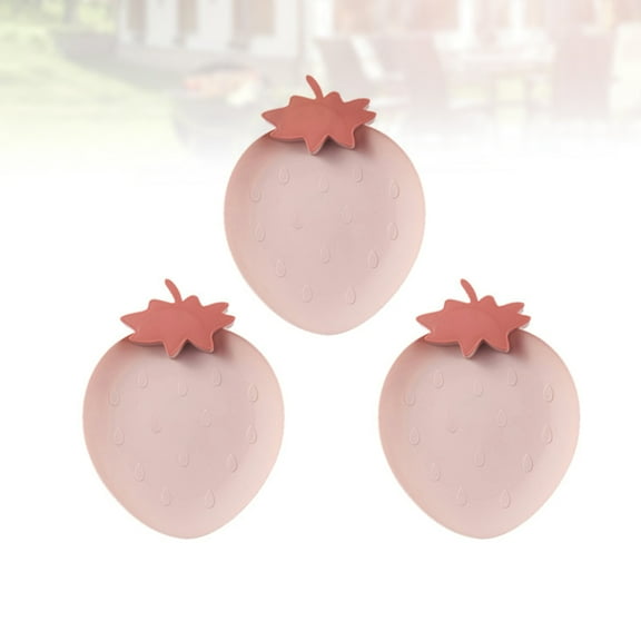 LABSERRON Pink Plastic Strawberry Shape Snack Plates 3Pcs 10.6*8.3in For Casual Entertaining