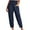 Blue, variant on QUYUON Joggers Pants for Women Women Fashion Elastic Waist Casual Solid Color Straight Leg Cotton Linen Cropped Pocket Trousers Wide Leg Sweatpants Women Skinny Pant Style N-267 Blue 3XL