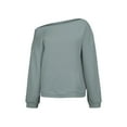 thumbnail image 6 of Womens off The Shoulder Sweatshirt Comdrip off The Shoulder Sweatshirt for Women Oversized Long Sleeve Fleece Basic Pullover Sweatshirts with Pockets Cute Sweatshirts Mint Green L, 6 of 6
