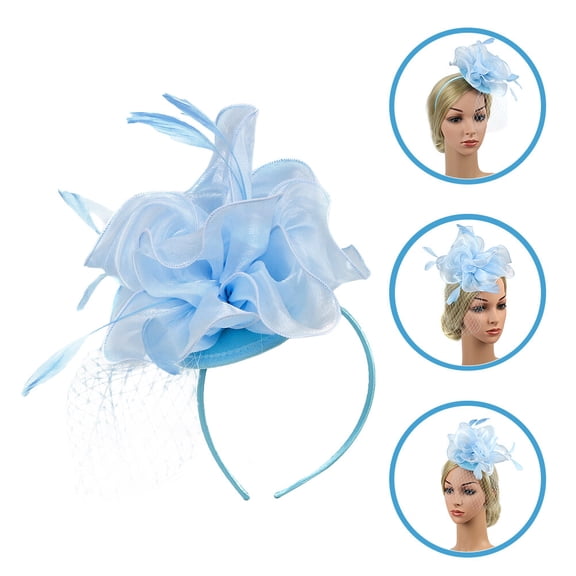 UPOUART Sky Blue Fascinator Hat for Women's Detachable Hair Clip and Headband Excellent Craft for Tea Party Size 18x25cm