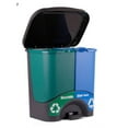 thumbnail image 2 of ZRQarq Trash Bins - 17.5inW x 17.5inH x 13inD - Double Bin - Green/Blue - Recycle, Trash, Can, Bin, Garbage, Plastic, Wastebasket, Adjustable, Removable, Home, Office, Durable, 2 of 7