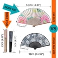 thumbnail image 6 of 1pc Hand Fan Flower Design Dog Rose Rosa Canina Foldable 9inch 23cm with Bamboo Rib and Cotton Pouch, 6 of 8