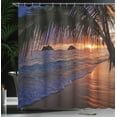 thumbnail image 2 of Hawaiian Decorations Shower Curtain Set, Pacific Sunrise At Lanikai Beach, Hawaii Sandy Tropics Distant Hills Leaves Landmark, Bathroom Accessories, 69W X 70L Inches, By Ambesonne, 2 of 4